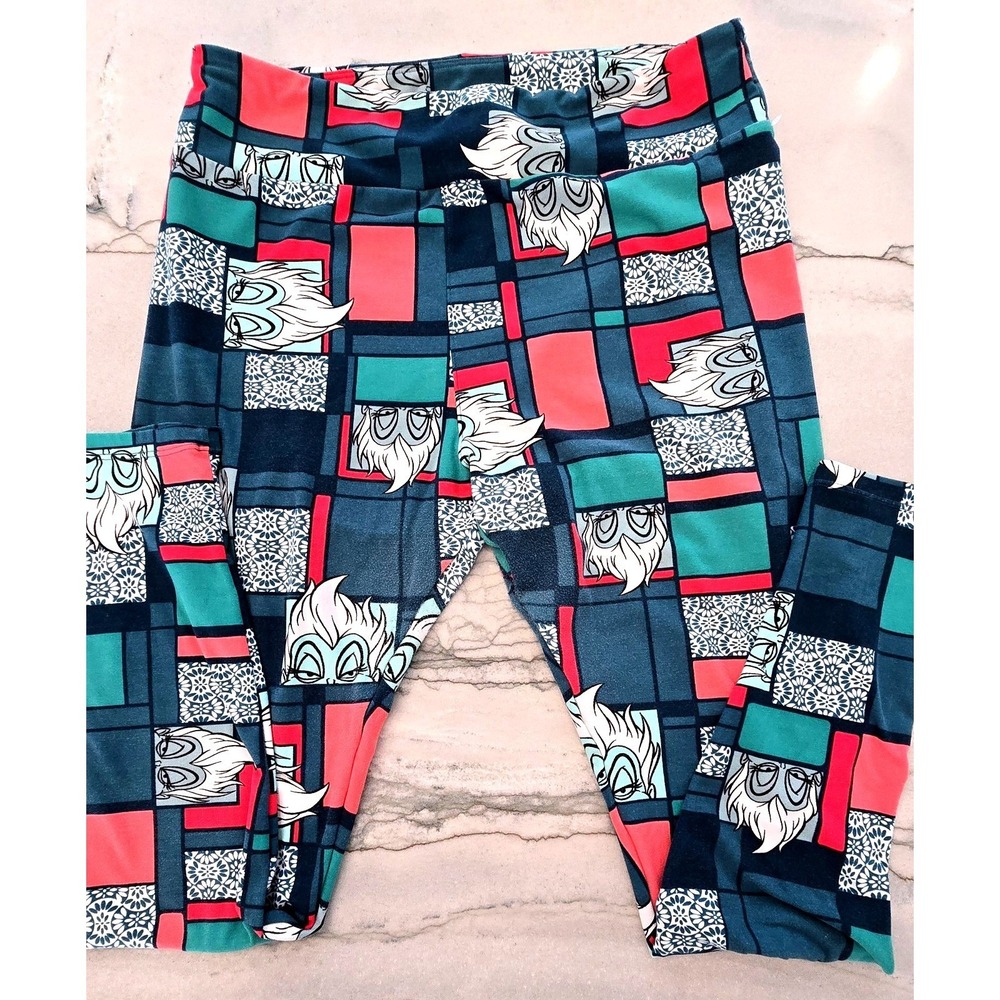 LuLaRoe Womens Tall & Curvy Leggings Multicolor Ursula The Little Mermaid Disney